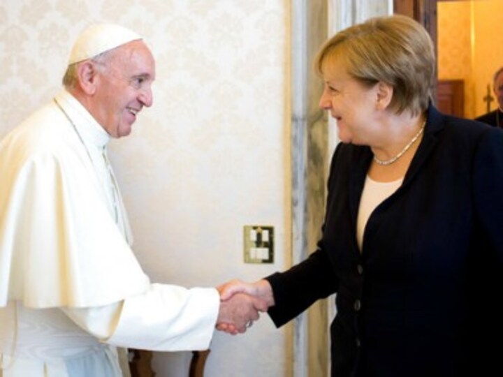 Pope Francis meets German chancellor Angela Merkel to discuss multilateral relations, Paris Agreement