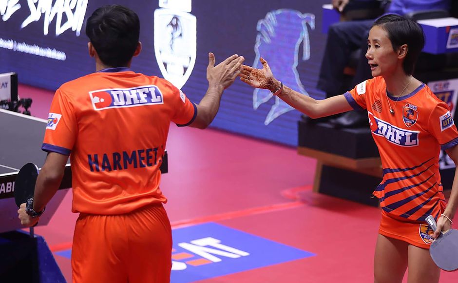 Harmeet Desai of Liu Jia of DHFL Maharashtra United then won two games but couldn't stop Soumyajit Ghosh and Petrissa Solja from securing a lead for their team. UTT Harmeet Desai of Liu Jia of DHFL Maharashtra United then won two games but couldn't stop Soumyajit Ghosh and Petrissa Solja from securing a lead for their team. UTT