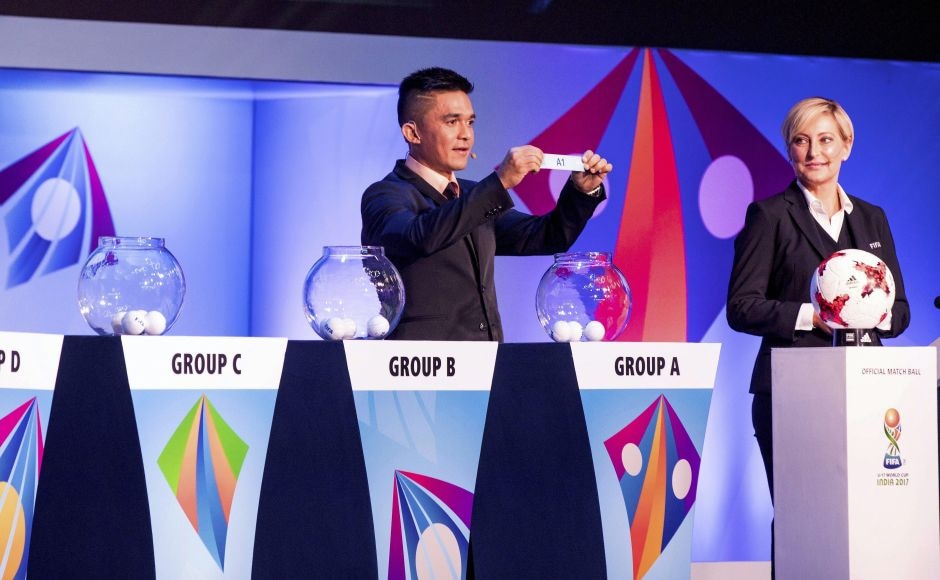 National football team captain Sunil Chettri during the official draw. PTI National football team captain Sunil Chettri during the official draw. PTI