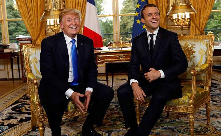 Donald Trump visits Paris, meets French counterpart Emmanuel Macron