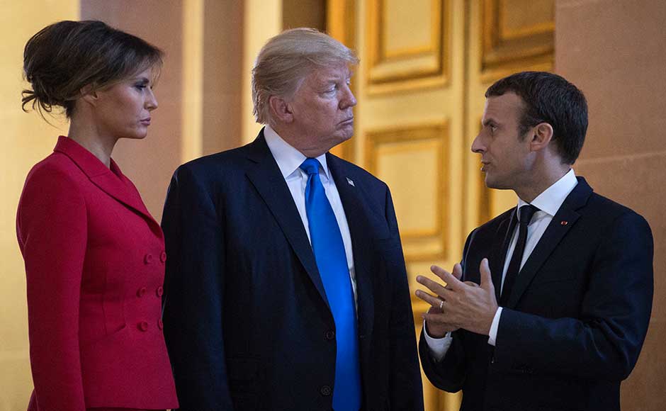 The US president is to be Macron's guest of honour during Bastille Day celebrations on Friday, France's national day, which will also celebrate the 100th anniversary of US involvement in World War I. AP The US president is to be Macron's guest of honour during Bastille Day celebrations on Friday, France's national day, which will also celebrate the 100th anniversary of US involvement in World War I. AP