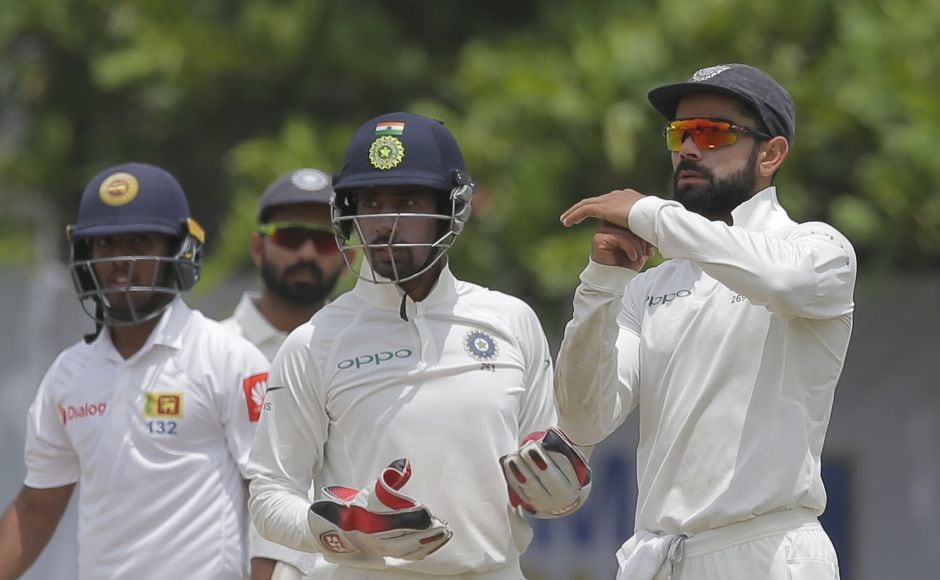 Virat Kohli successfully reviewed a caught-behind appeal and Kusal Mendis had to walk back as Sri Lanka lost their third wicket. AP Virat Kohli successfully reviewed a caught-behind appeal and Kusal Mendis had to walk back as Sri Lanka lost their third wicket. AP