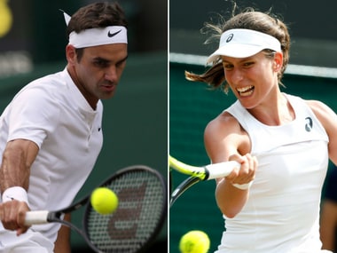 Roger Federer and Johanna Konta. AP