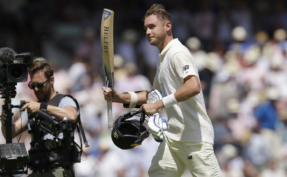 England's Stuart Broad had a good day with the bat as he scored an unbeaten 57 of 47 balls taking England's total to 458. AP