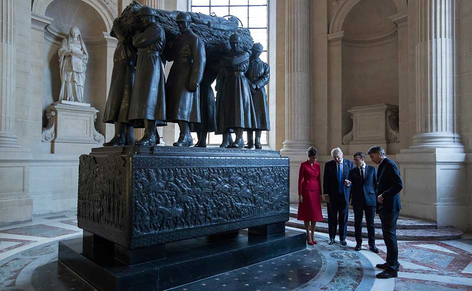 Macron gave Trump a personal tour of Napoleon's tomb at the Invalides military complex in central Paris, before the two men headed for talks. AP Macron gave Trump a personal tour of Napoleon's tomb at the Invalides military complex in central Paris, before the two men headed for talks. AP