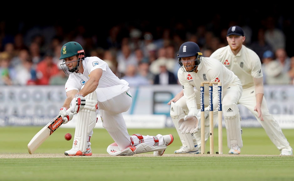 South Africa's Theunis de Bruyn and Temba Bavuma resurrected the innings with a 99-run partnership, taking the score over 200. AP