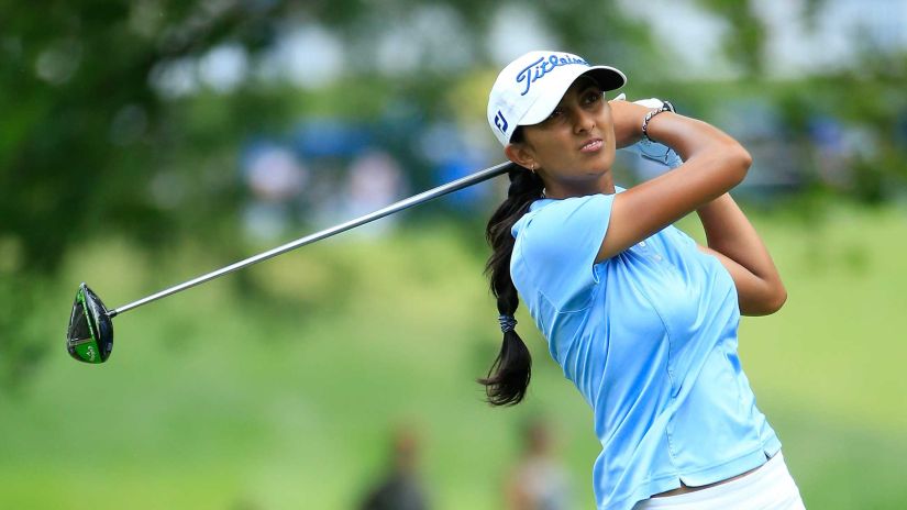 Aditi Ashok in action during the third round of the Marathon Classic. Image courtesy: LPGA official website