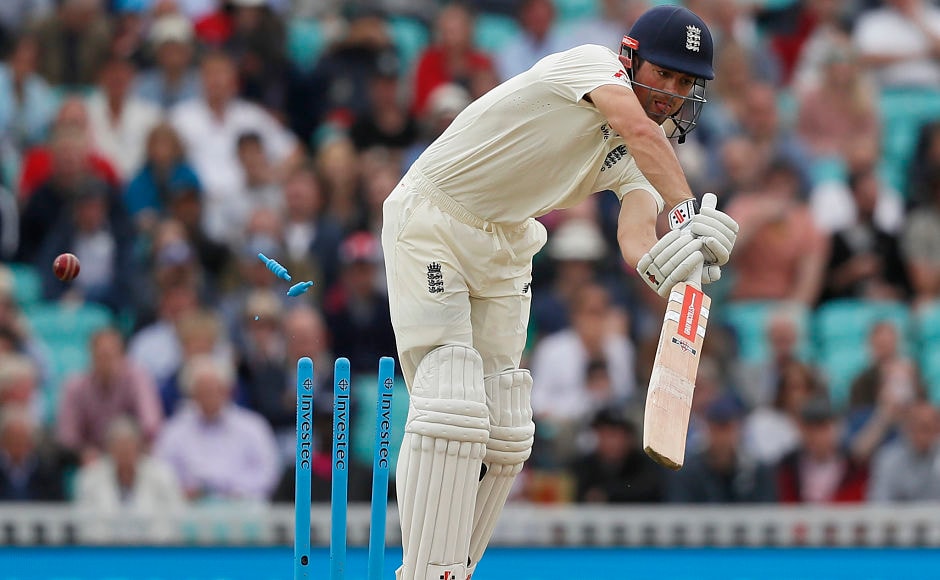 England's Alastair Cook has his furniture rearranged. Cook was dismissed for 7 by Morne Morkel. AP