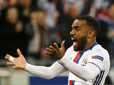 File image of Lyon's Alexandre Lacazette who has been signed by Arsenal. AP