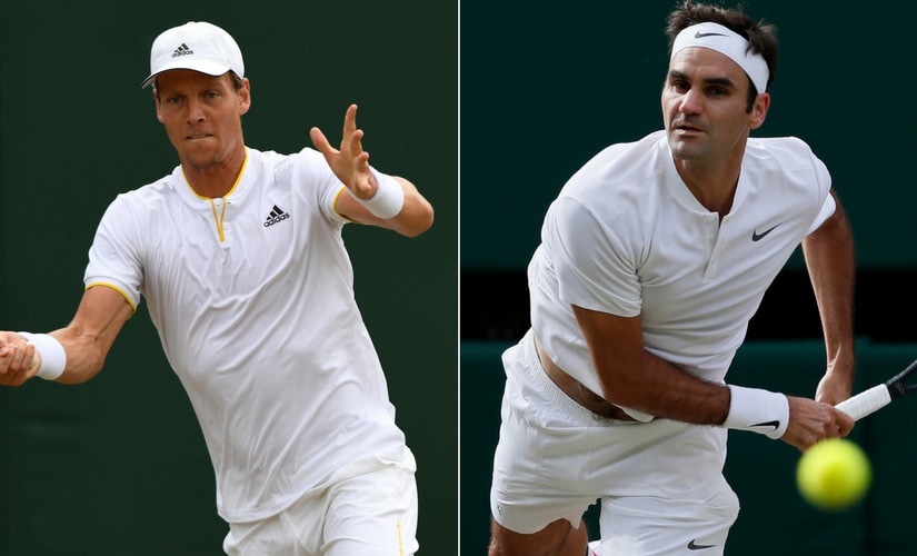Tomas Berdych, left, will aim to defeat Roger Federer for a second time at Wimbledon when they face off in the semi-final. AP