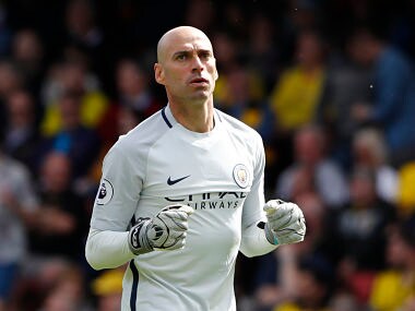 Britain Football Soccer - Watford v Manchester City - Premier League - Vicarage Road - 21/5/17 Manchester City's Willy Caballero celebrates Reuters / Stefan Wermuth Livepic EDITORIAL USE ONLY. No use with unauthorized audio, video, data, fixture lists, club/league logos or "live" services. Online in-match use limited to 45 images, no video emulation. No use in betting, games or single club/league/player publications. Please contact your account representative for further details. - RTX36UMT