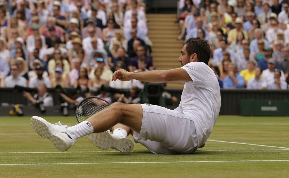 Cilic cracked after dropping serve at 2-2 when his backhand went AWOL after a tumble earlier in the game. AP Cilic cracked after dropping serve at 2-2 when his backhand went AWOL after a tumble earlier in the game. AP