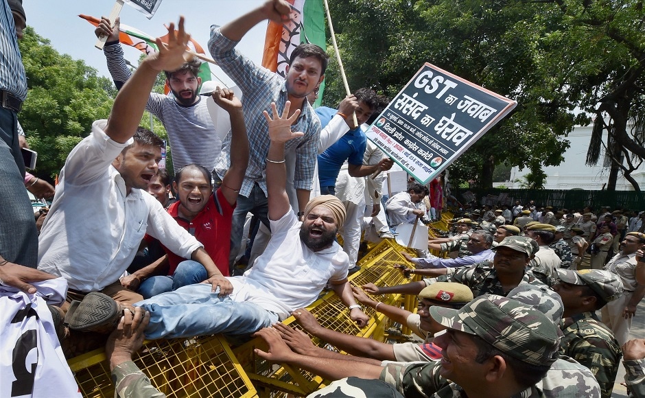 Congress said that its every worker had taken the pledge that they would not rest till they end the monster-like GST unleashed on the people. PTI Congress said that its every worker had taken the pledge that they would not rest till they end the monster-like GST unleashed on the people. PTI