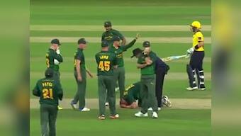 Luke Fletcher 'fine' after suffering horrifying head injury during T20 Blast match in England