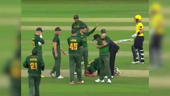 Luke Fletcher 'fine' after suffering horrifying head injury during T20 Blast match in England