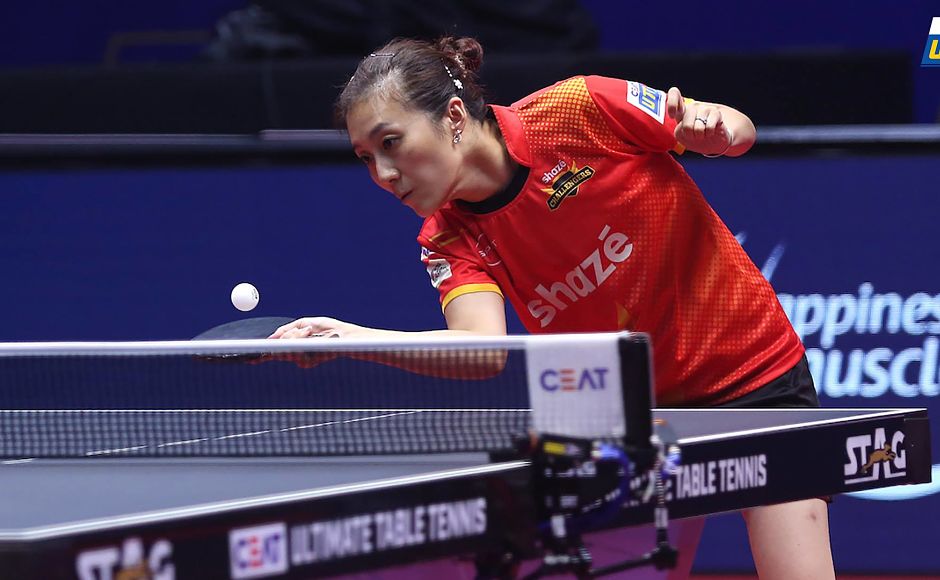 Han Ying's 2-1 victory over Sofia Polcanova ensured Challengers' won the tie. Image Courtesy: Facebook/UltimateTableTennis Han Ying's 2-1 victory over Sofia Polcanova ensured Challengers' won the tie. Image Courtesy: Facebook/UltimateTableTennis