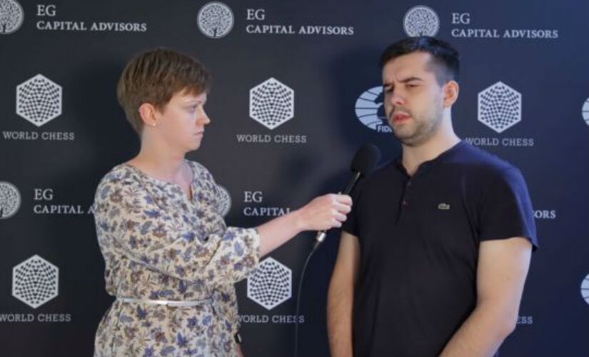 On his birthday, Ian Nepomniachtchi not only won against Levon Aronian, but also earned the right to play tournament leader Teimour Radjabov in the final round. Image courtesy: David Llada