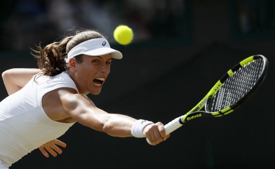 British No 1 and bookmakers' new favourite, Johanna Konta, cruised into the fourth round with a straight sets win over Maria Sakkari of Greece. British No 1 and bookmakers' new favourite, Johanna Konta, cruised into the fourth round with a straight sets win over Maria Sakkari of Greece.