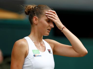 Karolina Pliskova reacts during her second round match against Magdalena Rybarikova. Reuters