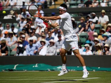 Tennis - Wimbledon - London, Britain - July 5, 2017 Japans Kei Nishikori in action during his second round match against Ukraines Sergiy Stakhovsky REUTERS/Toby Melville - RTX3A4TJ