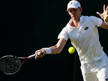 South Africa’s Kevin Anderson during his match against Italy’s Andreas Seppi. AP 