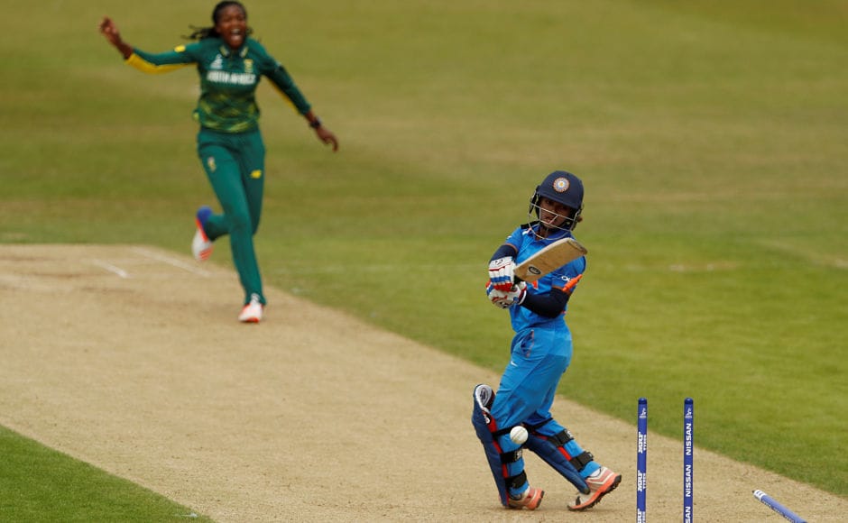 India did recover after Mandhana's wicket but an impatient shot from Punam Raut against Ayabonga Khaka triggered a collapse. Reuters