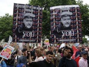 Thousands of protesters march through London; decry austerity, demand Theresa May's resignation Thousands of protesters march through London; decry austerity, demand Theresa May's resignation