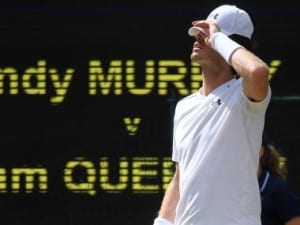 Tennis - Wimbledon - London, Britain - July 12, 2017 Great Britains Andy Murray reacts during his quarter final match against Sam Querrey of the U.S. REUTERS/Toby Melville - RTX3B5C2