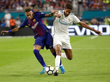File image of Raphael Varane (R). AFP