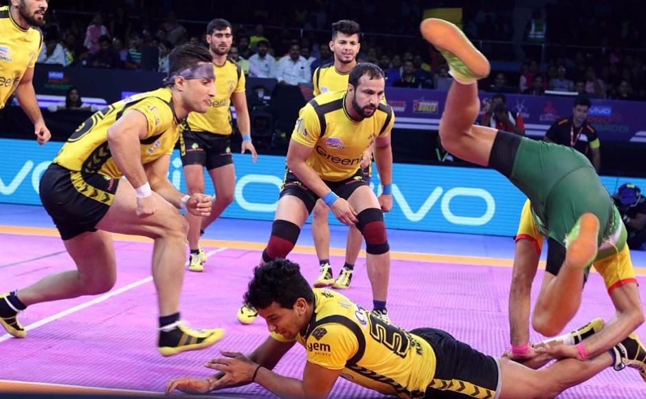 Though Telugu Titans' Rahul Chaudhuri and Nilesh Salunke tried to reduce the deficit, the pirates proved the better team and maintained a considerable lead till the final whistle blew. Image Courtesy: www.prokabaddi.com Though Telugu Titans' Rahul Chaudhuri and Nilesh Salunke tried to reduce the deficit, the pirates proved the better team and maintained a considerable lead till the final whistle blew. Image Courtesy: www.prokabaddi.com
