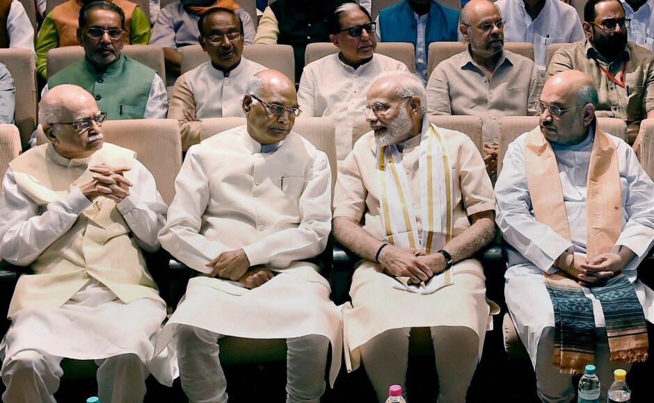 Welcoming Ram Nath Kovind to the NDA meeting, Prime Minister Narendra Modi congratulated Kovind 'in advance', on the eve of presidential election. PTI Welcoming Ram Nath Kovind to the NDA meeting, Prime Minister Narendra Modi congratulated Kovind 'in advance', on the eve of presidential election. PTI