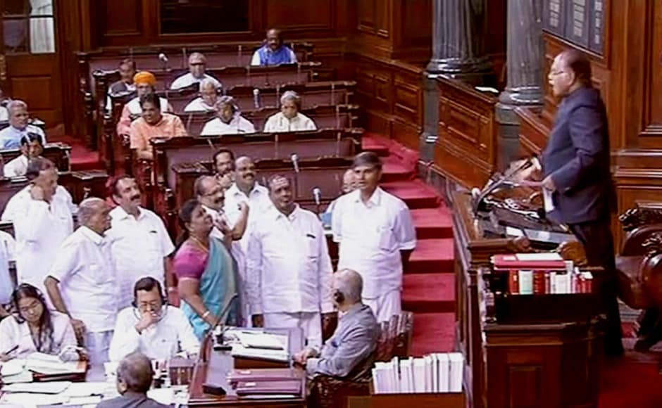 MPs from Tamil Nadu protested in Rajya Sabha over the issue of different questions papers being given to students attempting common medical entrance examination in regional languages. PTI MPs from Tamil Nadu protested in Rajya Sabha over the issue of different questions papers being given to students attempting common medical entrance examination in regional languages. PTI