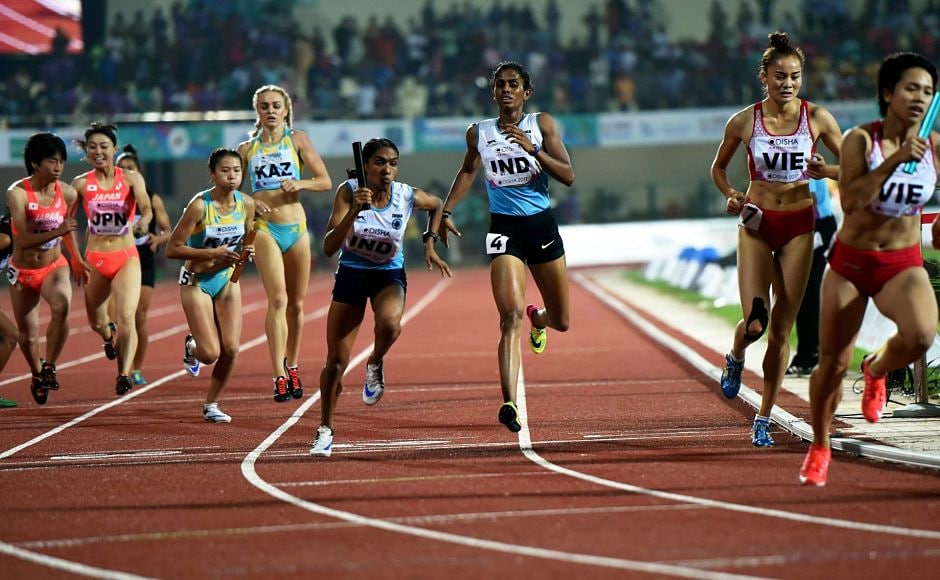 India won gold in the women's 4X400 final race. PTI India won gold in the women's 4X400 final race. PTI