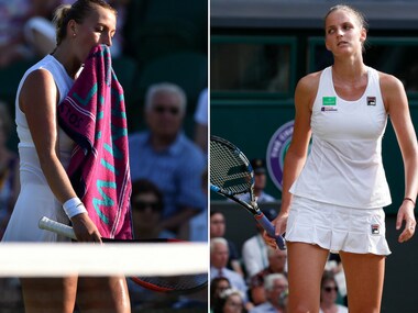Petra Kvitova (L) and Karolina Pliskova (R) are the early casualties at Wimbledon. AFP