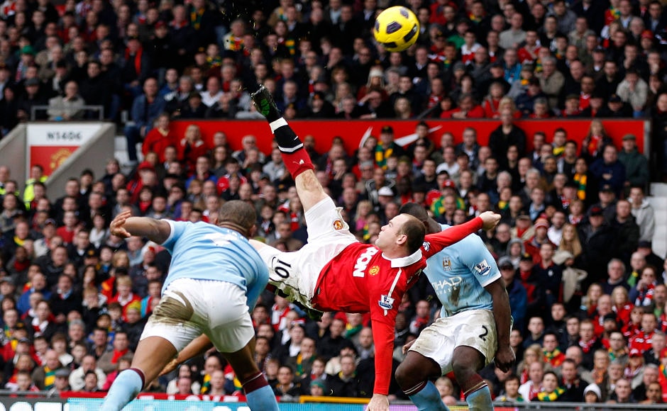 Perhaps his best goal in United colours, Rooney's stunning overhead kick goal against City was judged as the best goal in Premier League history at the Premier League 20 seasons awards. Reuters Perhaps his best goal in United colours, Rooney's stunning overhead kick goal against City was judged as the best goal in Premier League history at the Premier League 20 seasons awards. Reuters