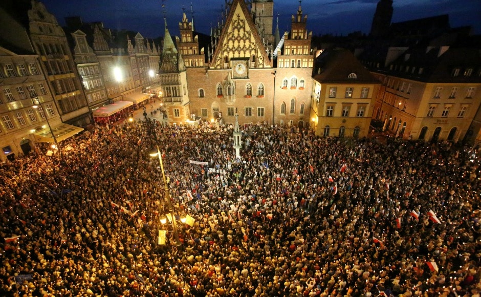 Thousands of people are protesting across Poland against government's plan to put the judicial system under its political control. AP Thousands of people are protesting across Poland against government's plan to put the judicial system under its political control. AP