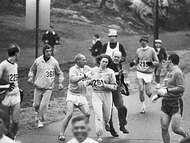 Organisers trying to pull Kathy Switzer out of the race. Getty