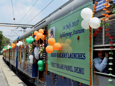 Indian Railways launches first solar powered local train in New Delhi Indian Railways launches first solar powered local train in New Delhi