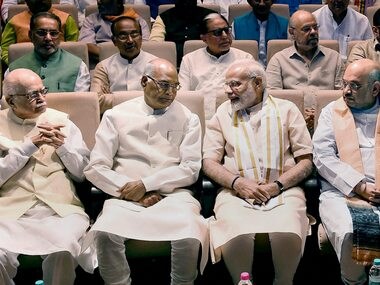 File image of Ram Nath Kovind along with Narendra Modi, BJP President Amit Shah and BJP Senior leader LK Advani. PTI