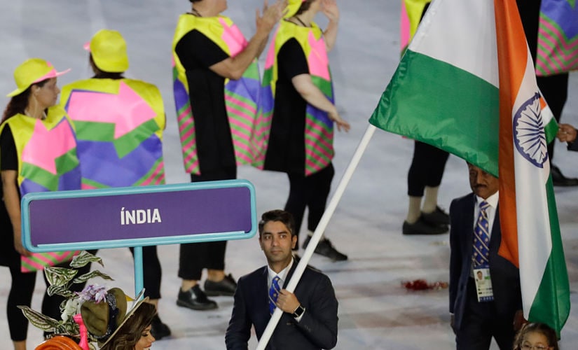 Abhinav Bindra, the flagbearer for the Indian contingent at the Rio Olympics. AP