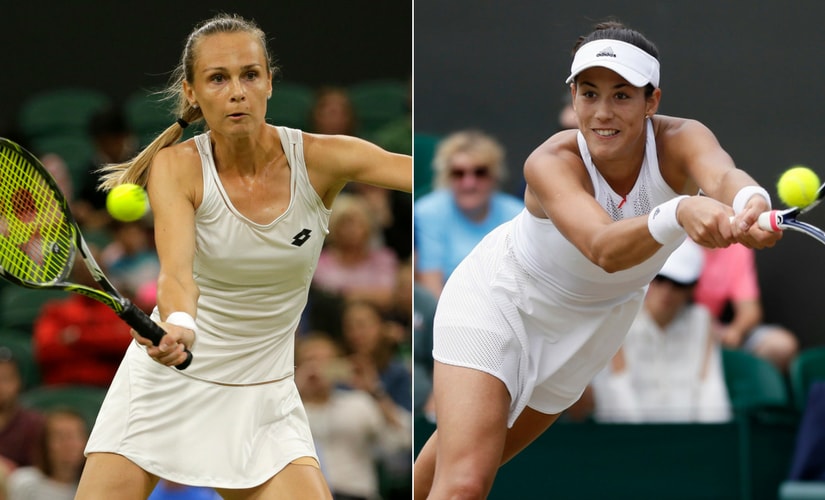 Magdalena Rybarikova, left, will play in her first Grand Slam semi-final against former French Open champion Garbine Muguruza. AP