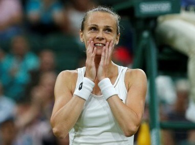 Slovakias Magdalena Rybarikova after winning the quarter-final match against CoCo Vandeweghe. Reuters