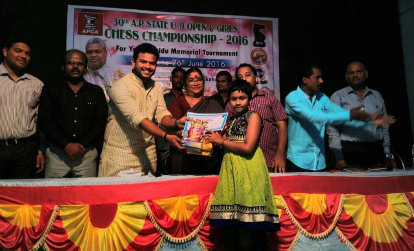 Sahithi as the under-9 state champion of Andhra Pradesh.