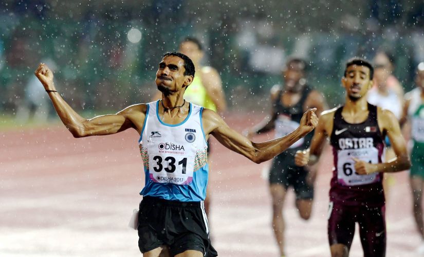 Ajay Kumar Saroj surprised everyone after winning the gold medal in men's 1500m. PTI