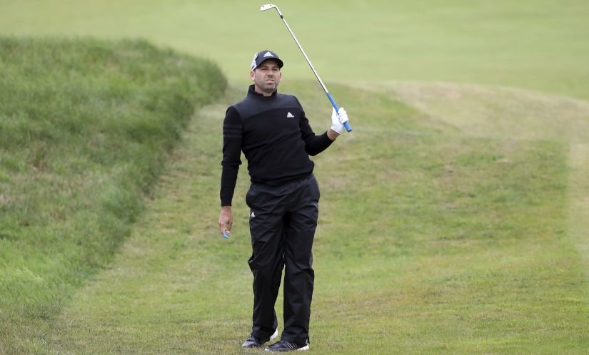 Sergio Garcia watches his shot on the 2nd fairway during the second round of the British Open. AP