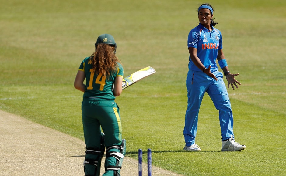 The start for India couldn't have been any more ideal as Shikha Pandey castled Laura Wolvaardt for 1. Reuters