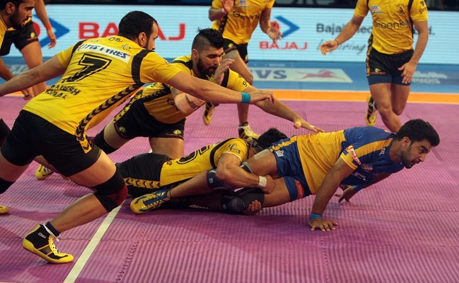 Telugu Titans took on Tamil Thalaivas in the opening match of the Pro Kabaddi League. Initially, the match looked balanced, with both teams at 3-3.<br />Image courtesy: www.prokabaddi.com Telugu Titans took on Tamil Thalaivas in the opening match of the Pro Kabaddi League. Initially, the match looked balanced, with both teams at 3-3.<br />Image courtesy: www.prokabaddi.com