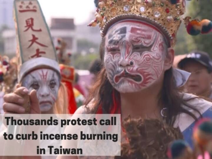 Watch: Thousands protest call to curb incense burning in Taiwan 