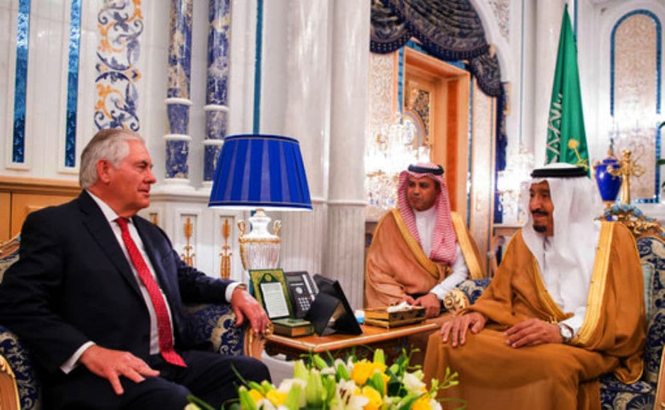 Tillerson met with Saudi foreign minister Adel al-Jubeir on arrival in the Red Sea city. AP Tillerson met with Saudi foreign minister Adel al-Jubeir on arrival in the Red Sea city. AP