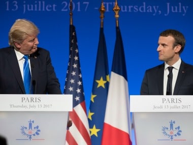 President Donald Trump and French President Emmanuel Macron. AP